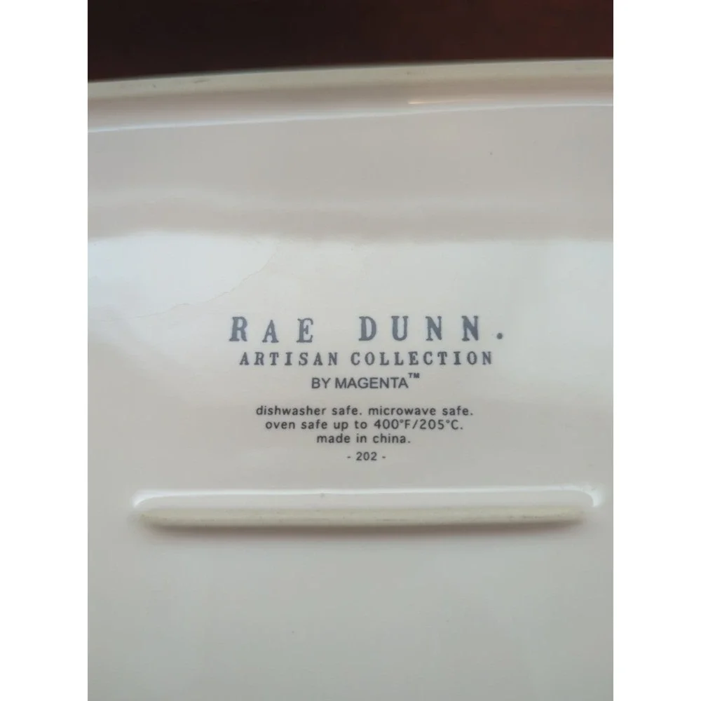 Rae Dunn XOXO Casserole Baking Serving Dish 9x9 White Ceramic Hearts Magenta